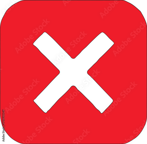 red cancel button with white cross symbol