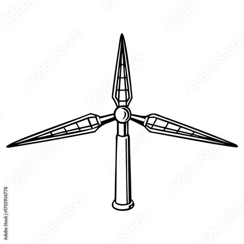 Illustration of a simple weather vane, featuring a classic design with directional arms and a pointed top, rendered in black and white