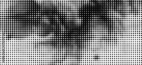 A captivating monochromatic halftone pattern featuring densely packed black circles that transition into a sparse distribution, creating a visually striking and dynamic design effect