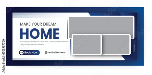 Real estate social media facebook cover web banner template design