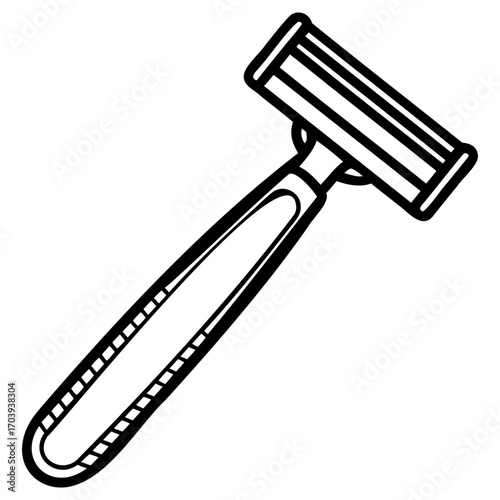 Illustration of a disposable razor simple black and white line art of a common shaving tool for personal hygiene and grooming