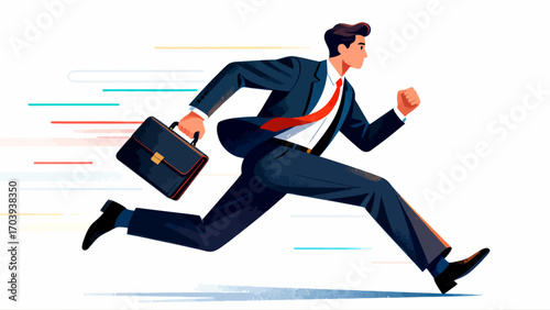 Business figures are running forward and sprinting, hand-drawn vector illustrations.