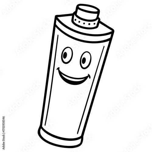 Cartoon toothpaste tube with a happy face, perfect for dental hygiene education, childrens books, or playful health campaigns