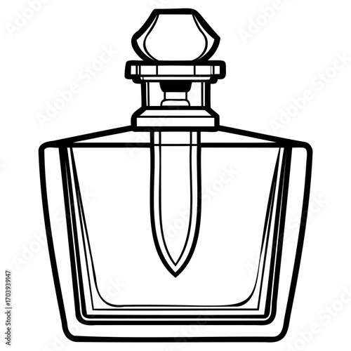 Illustration of a perfume bottle the bottle is made of glass and has a stopper it is a simple, elegant design