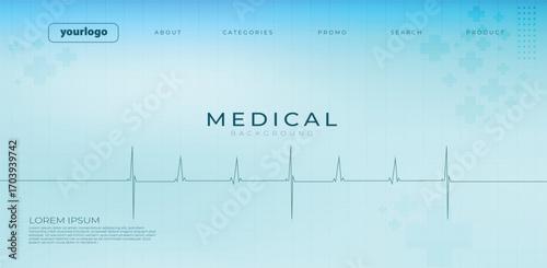 Clean blue medical background featuring an ECG heartbeat line, modern interface elements, and digital health icons. Perfect for healthcare presentations, hospital banners, medical websites, and pharma