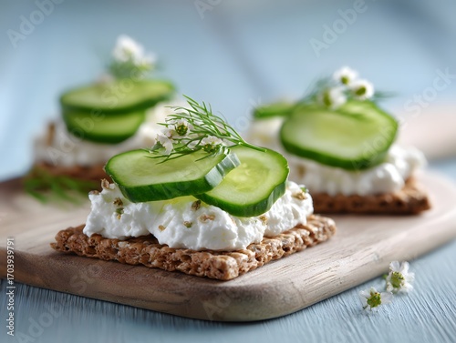 Cottage Cheese Rye Crackers with Cucumber