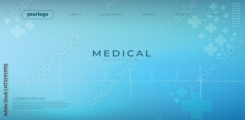 Clean blue medical background featuring an ECG heartbeat line, modern interface elements, and digital health icons. Perfect for healthcare presentations, hospital banners, medical websites, and pharma