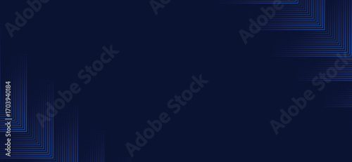 This dark blue backdrop features stylized geometric line patterns in the corners, creating a modern and sophisticated look ideal for a variety of design and presentation projects