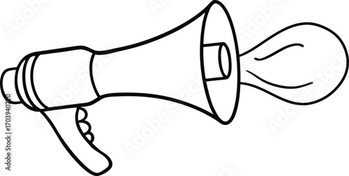 Black megaphone loudspeaker vector cartoon icon design with glass symbol