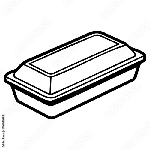 Illustration of a closed styrofoam food container, perfect for showcasing takeout or leftovers in a simple and clean design