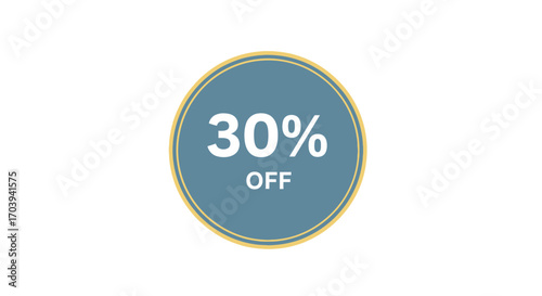 Attractive thirty percent off promotion badge ideal for sales and marketing campaigns
