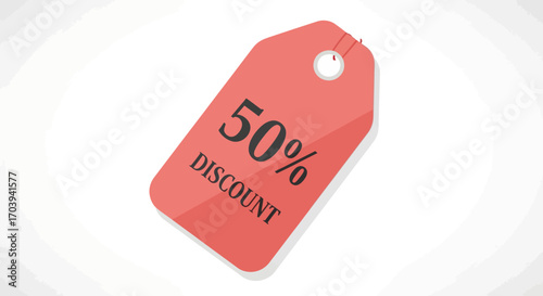 Promotional graphic featuring a fifty percent discount offer with minimalist design