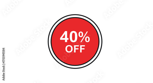 Promotional graphic featuring a red circular badge with a forty percent discount offer