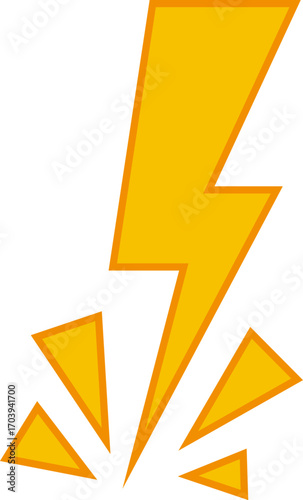 Lightning Yellow Icon Symbol . Thunderbolt shock icon collection . Yellow lightning burst, shouting. Energetic electric flashes for  power, speed, danger or action effects. Isolated vector icons set.