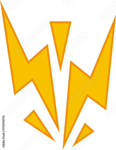 Lightning Yellow Icon Symbol . Thunderbolt shock icon collection . Yellow lightning burst, shouting. Energetic electric flashes for  power, speed, danger or action effects. Isolated vector icons set.
