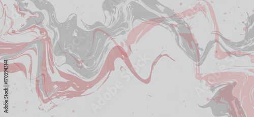 Soft pink and gray fluid acrylic paints blend together in an abstract swirl pattern with a textured, marbled appearance against a light gray backdrop, evoking a gentle, artistic feel