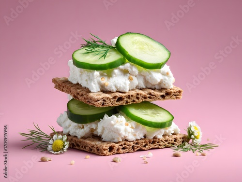 Simplicity Its Finest Cottage Cheese Rye Crackers with Cucumber Pastel