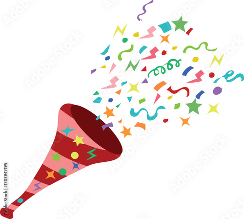 party streamers and confetti birthday party trumpet or confetti free vector illustartion	

