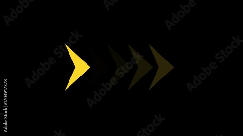 Yellow swipe directional arrow pointing right on black background