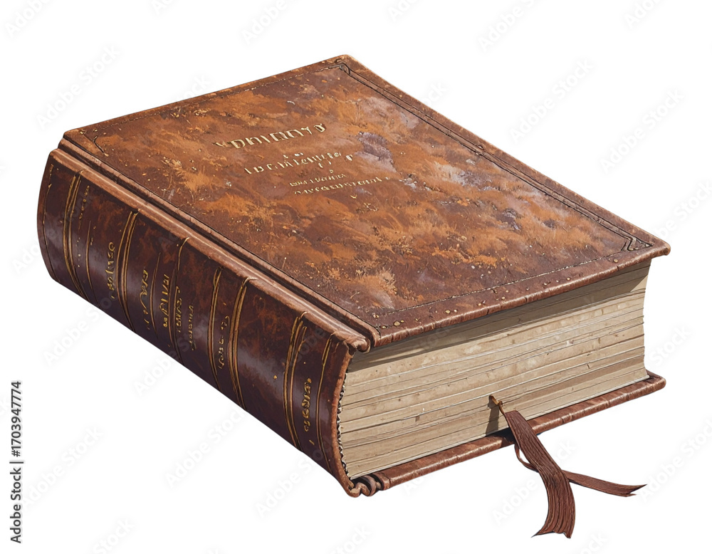 Obraz premium Brown Hardcover Book Isolated on White Background PNG