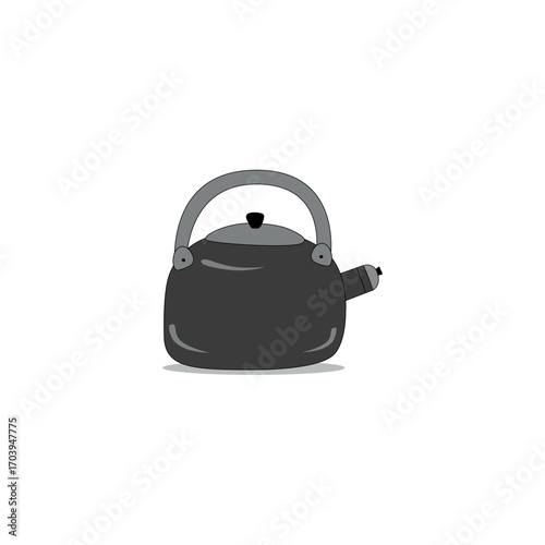 a black kettle on a white background