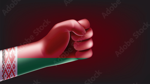 Fist with flag of Belarus. 3d vector illustration