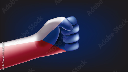 Fist with flag of Czech republic. 3d vector illustration