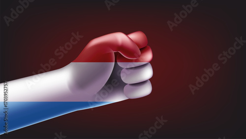 Fist with flag of luxemburg. 3d vector illustration