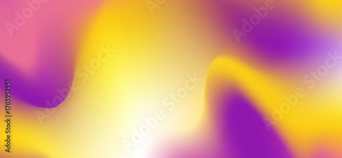 This image features a smooth gradient blending from soft pink and vivid purple to bright yellow and white, creating an abstract and visually pleasing backdrop with flowing shapes
