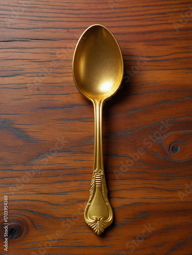 Wallpaper Mural avintage golden spoon on an oak table. generative ai Torontodigital.ca