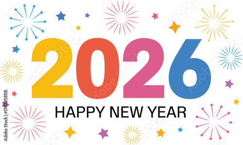 Happy new year 2026 greeting card festive celebration