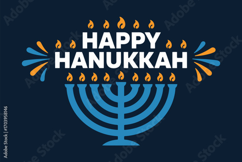 Happy hanukkah celebration graphic design vector template