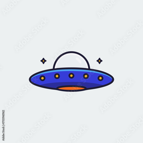 Alien Spaceship Cartoon Flat Vector