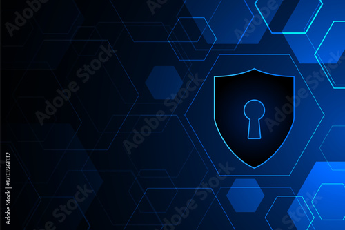 Cyber security technology concept , Shield With Keyhole icon , personal data , vector illustration.	
