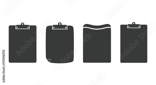 Set of four clipboard icons isolated on for document management and office supplies vector