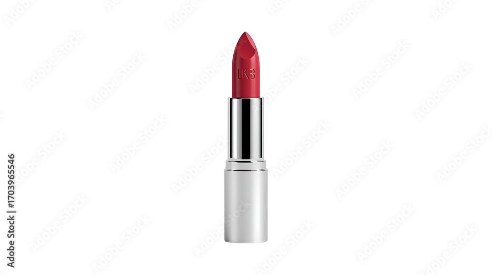 Obraz premium Lipstick tube with metallic reflections isolated on pure white background in modern stylish design