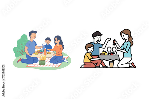 family enjoying picnic together outdoor leisure time silhouette