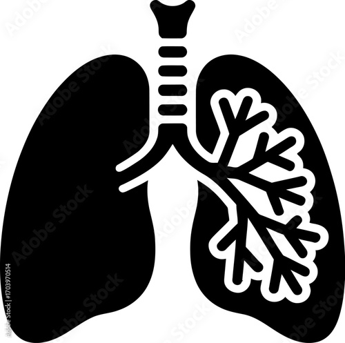 Stylized illustration of human lungs and trachea, representing respiratory health and anatomy.