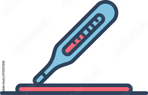 Medical thermometer indicating elevated temperature on a clean background