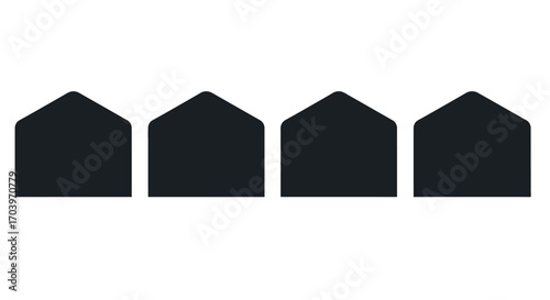 Four open black envelopes arranged in a row ready for mail or invitations vector