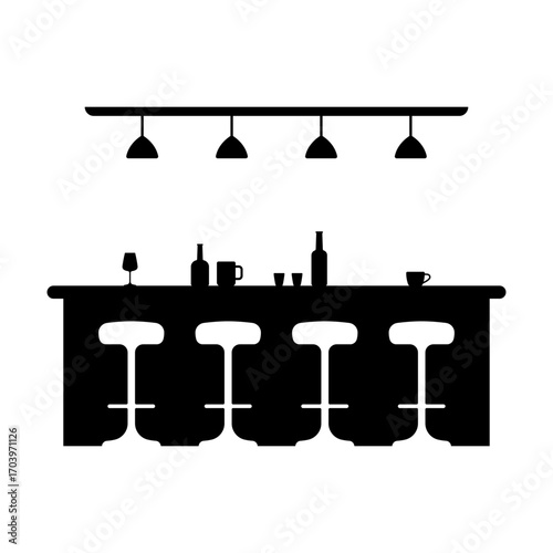 Bar counter icon. Black silhouette. Front and side view. Vector simple flat graphic illustration. Isolated object on white background. Isolate.