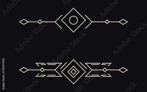 Art Deco Golden Vintage Frames Vector Set. Luxury Line Art Elements in Gatsby Style for Invitations, Branding, Posters, and Elegant Decorative Design Projects. EPS 10 Format.