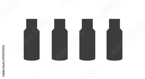 Set of four dark silhouette dropper bottles for essential oils or cosmetics vector