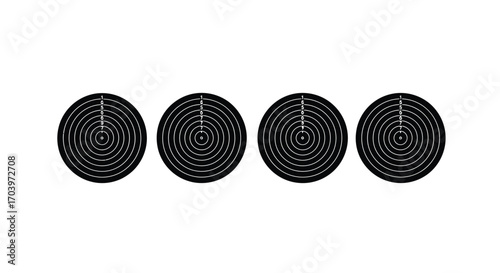 Four black circular decorative lanterns hanging grouped together for festive ambiance vector