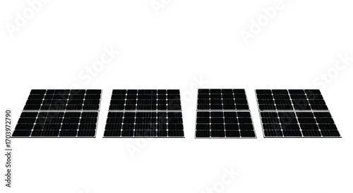 Solar panel array generating clean renewable energy under sunlight for sustainable power vector
