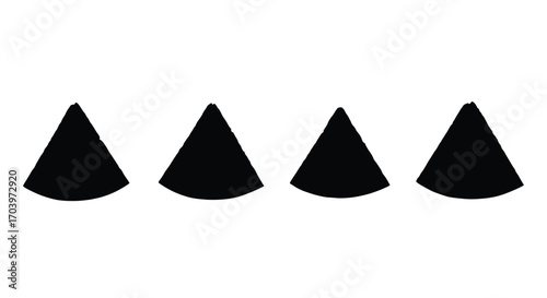 Four black cone shapes arranged in a row displaying simple geometric abstraction vector