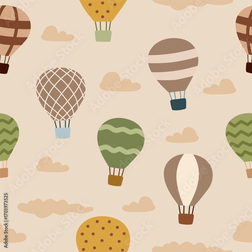 Hot Air Balloon Seamless Pattern