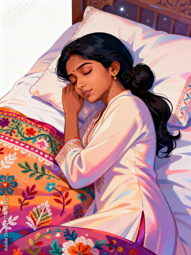 Person Sleeping Peacefully in Cozy Bed at Home