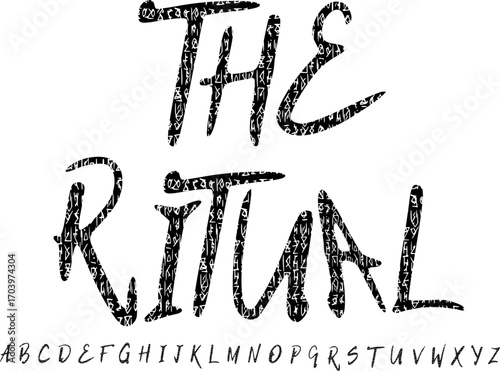 The Ritual Font – Mystical Brush Lettering Alphabet with Occult Rune Texture for Horror and Dark Design
