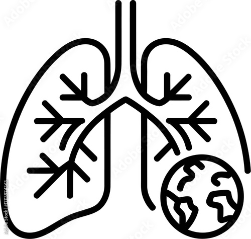 World earth planet inside human lungs medical health care concept illustration